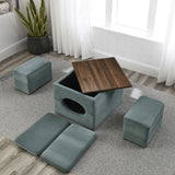 [Video] Welike Waterproof, oil-proof, scratch-proof 25"W Modern design hollow storage ottoman, upholstery, coffee table, two small footstools, easy storage and wide use