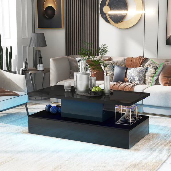 Coffee Table Cocktail Table Modern Industrial Design with LED lighting
