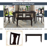 Classic Dining Set Wooden Table and 4 Chairs with Bench for Kitchen Dining Room