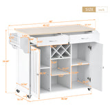 Kitchen Island Cart with Two Storage Cabinets，Wine Rack, Two Drawers, Spice Rack, Towel Rack