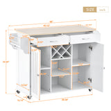 K&K Store Kitchen Island Cart with Two Storage Cabinets - Wine Rack, Two Drawers - Spice Rack - Towel Rack
