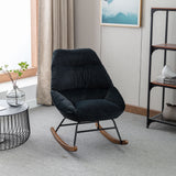 Tufted Upholstered Padded Seat Rocking Chair-Velvet Black