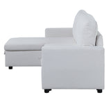 Brown Sleeper Sectional Sofa w/Storage, White Fabric