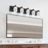 5-Lights Crystal Vanity Lights for Bathroom Lighting Fixture Black Gold Vintage Vanity Light LED Bathroom Wall Light Fixture