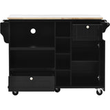 Kitchen Island Cart with Storage Cabinet and Two Locking Wheels, Solid wood Microwave cabinet