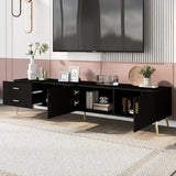 U-Can Modern TV Stand with 5 Champagne legs - Durable, stylish, spacious, versatile storage TVS up to 77" (Black)