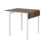 Farmhouse 5-piece Counter Height Drop Leaf Dining Table Set with Dining Chairs for 4,White Frame + Rustic Brown Tabletop