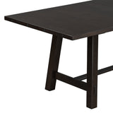 Retro Industrial Style 7-Piece Dining Table Set Extendable Table with 18” Leaf and Six Wood Chairs