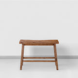 Saddle Seat Wooden Bench with Canted Frame, Oak Brown