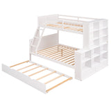 Twin over Full Bunk Bed with Trundle and Shelves