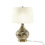 Pelion 20" Modern LED Bedside Table Lamp with Linen Shade and Glass Base