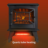 Indoor 17 Inch 1400W Compact Infrared Quartz Freestanding Portable Electric Fireplace Stove Heater with Realistic 3D Flame Effect