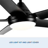 48 In Intergrated LED Ceiling Fan Lighting with Black ABS Blade