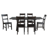 Retro Industrial Style 7-Piece Dining Table Set Extendable Table with 18” Leaf and Six Wood Chairs