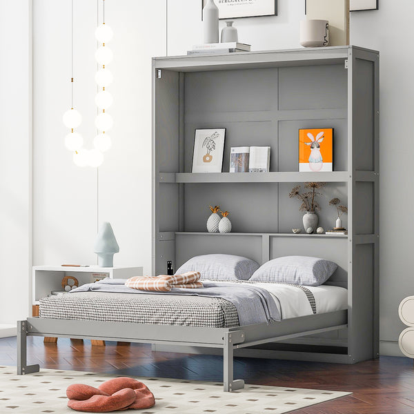 Full Size Murphy Bed Wall Bed with Shelves