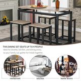 5-Piece Kitchen Counter Height Table Set, Industrial Dining Table with 4 Chairs