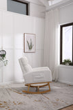 FONDHOME Modern Accent Rocking Chair, Upholstered Kids Glider Rocking Chair for Infants and Children, Teddy Material Comfort Arm Rocker, Lounge Armchair for Living Room, Beige