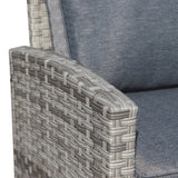6-Piece Outdoor PE Rattan Sofa Set Patio Garden Wicker Dining and Coffee Sofa-Grey