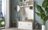 Hall Tree with 4 Hooks, Coat Hanger, Entryway Bench, Storage Bench