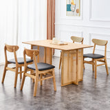 Solid wood dining table and 4-piece set of solid wood dining chairs