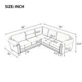 Orisfur. Mid-Century Sectional Corner Sofa L-shape Couch with Scroll Arms & Rivet Ornament for Large Space Dorm Apartment