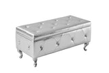 Storage Bench, Flip Top Entryway Bench Seat with Safety Hinge, Storage Chest with Padded Seat, Bed End Stool for Hallway Living Room Bedroom, Supports 250 lbs,Silver PU
