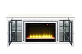 ACME Noralie TV STAND W/FIREPLACE & LED Mirrored & Faux Diamonds LV00315