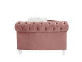 Pink Sectional Sofa w/7 Pillows, Pink Velvet