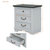 Nightstand with 3 Drawers and USB Charging Ports