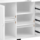 K&K kitchen cart with Rubber wood desktop rolling mobile kitchen island with storage and 5 draws