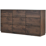King 3 Piece Walnut Bedroom Set Platform Bed with Storage Bench with Nightstand and 9-Drawer Dresser