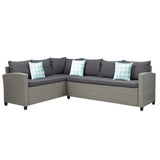 Patio Furniture Set, 5 Piece Outdoor Conversation Set,  Dining Table Chair with Ottoman and Throw Pillows