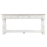 TREXM Console Table 64" Long Sofa Table Easy Assembly with Drawers and Shelf for Entryway, Hallway, Living Room (Antique White)