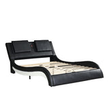 Room Digs Faux Leather Upholstered Platform Bed + LED lighting-Bluetooth connection to play music, Backrest vibration massage