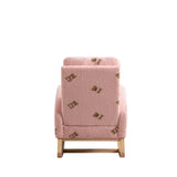 26.8"W Modern Rocking Chair for Nursery, Mid Century Accent Rocker Armchair With Side Pocket, Upholstered High Back Wooden Rocking Chair for Living Room Baby Kids Room Bedroom, Pink Boucle
