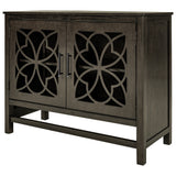 U-style Wood Storage Cabinet with Doors and Adjustable Shelf, Entryway Kitchen Dining Room, Grey