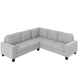 Sectional Corner Sofa L-shape Couch Space Saving with Storage Ottoman & Cup Holders