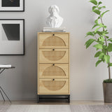 Natural rattan，Cabinet with 4 drawers，Suitable for living room, bedroom and study，Diversified storage