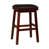 30" Bar Stool, Espresso Finish, Black Leather Seat