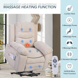 Massage Recliner,Power Lift Chair for Elderly with Adjustable Massage and Heating Function,Recliner Chair with Infinite Position and Side Pocket for Living Room ,Beige