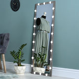 Hollywood Style Full Length Vanity Mirror With LED light bulbs Bedroom Hotel Long Wall Mouted Full Body Mirror Large Floor Dressing Mirror With Lights Black