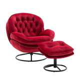 Accent chair  TV Chair Living room Chair with Ottoman- DARK RED