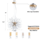 Modern American multi-particle spherical crystal chandelier -8 bulbs -G9 lamp holder