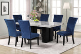 7-piece Dining Table Set with 1 Faux Marble Dining Rectangular Table and 6 Upholstered Chairs