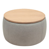 Round Storage Ottoman, 2 in 1 Function, Work as End table