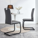 Dining chairs set of 2, Grey PU Chair modern kitchen chair with metal leg