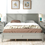 Gray Solid Wood 3 Pieces Queen Bedroom Sets