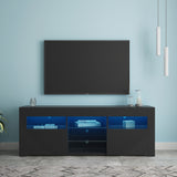 145 Modern 57" TV Stand Matte Body High Gloss Fronts with 16 Color LEDs