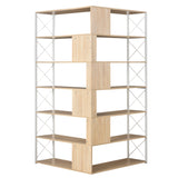 7-Tier Bookcase Home Office Bookshelf,  L-Shaped Corner Bookcase with Metal Frame, Industrial Style Shelf with Open Storage, MDF Board