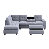 Grey Sectional Sofa with Reversible Chaise with Storage Ottoman